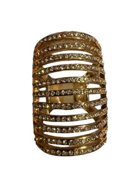 Jennifer Lopez Cubic Zirconia Cocktail Ring Gold Tone Size 7 Statement